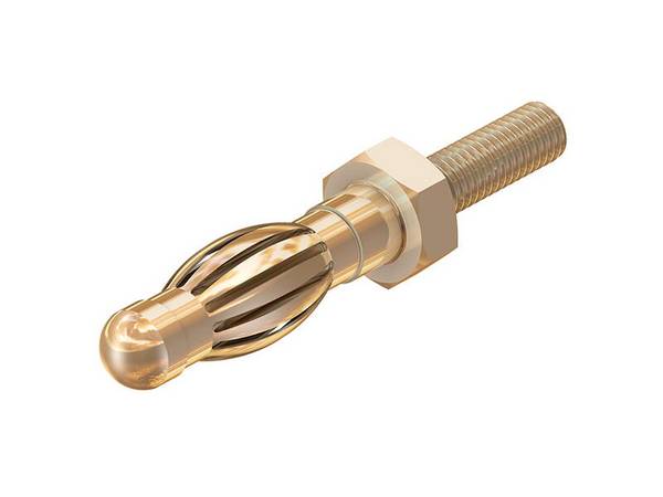 Stäubli 4 mm Bananenstecker Gold, Kontakt vergoldet / 50A, Schraubanschluss