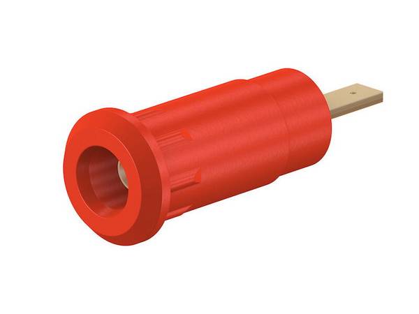 Stäubli SEB2-F2,8 Einpressbuchse 2 mm rot vergoldet mit Flachstecker 2,8 mm