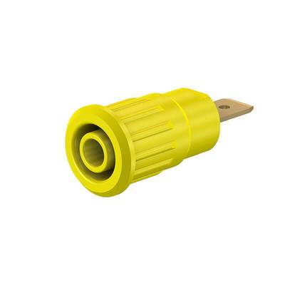 Stäubli SEB4-F6,3 Einpressbuchse isoliert 4 mm gelb vergoldet mit Flachstecker 6,3 mm