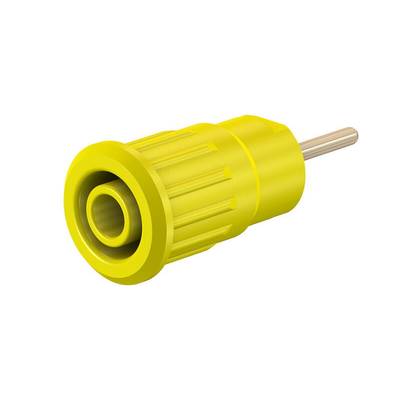 Stäubli SEB4-R Sicherheits-Einpressbuchse 4 mm gelb vergoldet mit Anschlusspin