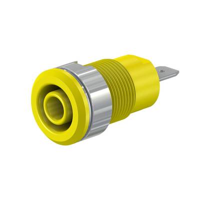 Stäubli SLB4-F/N-X Sicherheits-Einbaubuchse 4 mm gelb vernickelt mit Flachstecker 4,8 mm