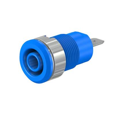 Stäubli SLB4-F/N-X Sicherheits-Einbaubuchse 4 mm blau vernickelt mit Flachstecker 4,8 mm