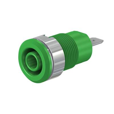 Stäubli SLB4-F/N-X Sicherheits-Einbaubuchse 4 mm grün vernickelt mit Flachstecker 4,8 mm