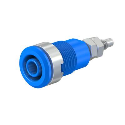 Stäubli SLB4-G/N-X Sicherheits-Einbaubuchse 4 mm blau vernickelt mit Schraubanschluss und Lötloch
