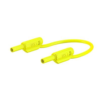 Stäubli SLK205-K Sicherheitsmessleitung 60 cm gelb hochflexibel, 2 mm Lamellenstecker vergoldet mit Isolierhülse