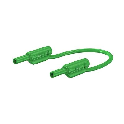 Stäubli SLK205-K Sicherheitsmessleitung 30 cm grün hochflexibel, 2 mm Lamellenstecker vergoldet mit Isolierhülse