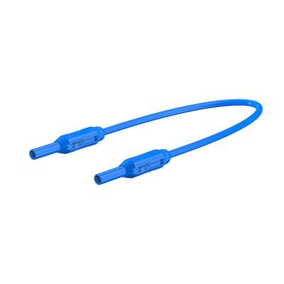 Stäubli SLK205-LA Sicherheitsmessleitung 100 cm blau beidseitig mit axialem 2 mm Lamellenstecker vergoldet mit Isolierhü