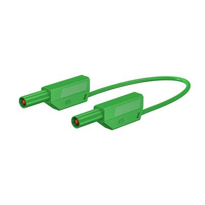 Stäubli SLK410-E/SIL Sicherheits-Messleitung Silikon 25 cm grün beidseitig mit stapelbarem 4 mm Lamellenstecker vergolde