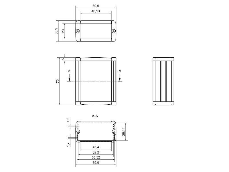 TEKO Gehäuse Aluminium Tekal 1 mit Batteriefach 70 x 60 x 31 mm schwarz-2