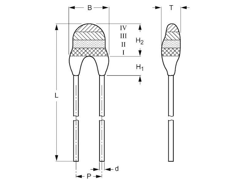 VISHAY NTC Thermistor Heißleiter NTCLE100E3 10 kΩ ± 5% 0,5 W Rastermaß 2,54 mm-2