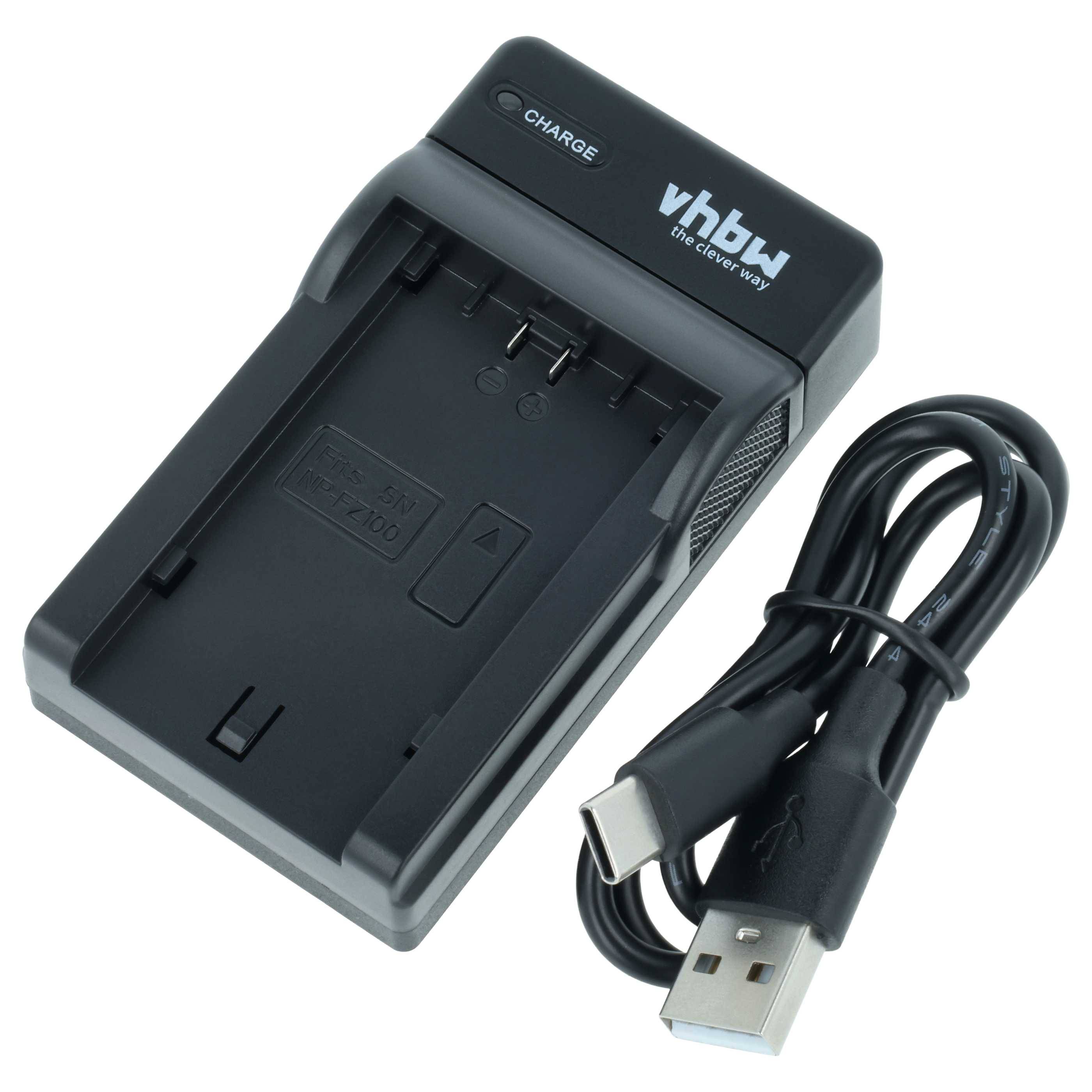 vhbw USB-C Ladegerät kompatibel mit Sony NP-FZ100 für Kamera | Ladeschale + USB-C Kabel Ladeanzeige-0