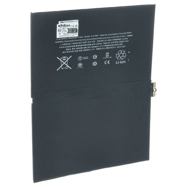 vhbw Akku kompatibel mit Apple iPad 6,3 | A1675, A1674, 10.2 2019, A1673, 6,4, 10,2, 10.2 7th gen Tablet Pad (7300 mAh