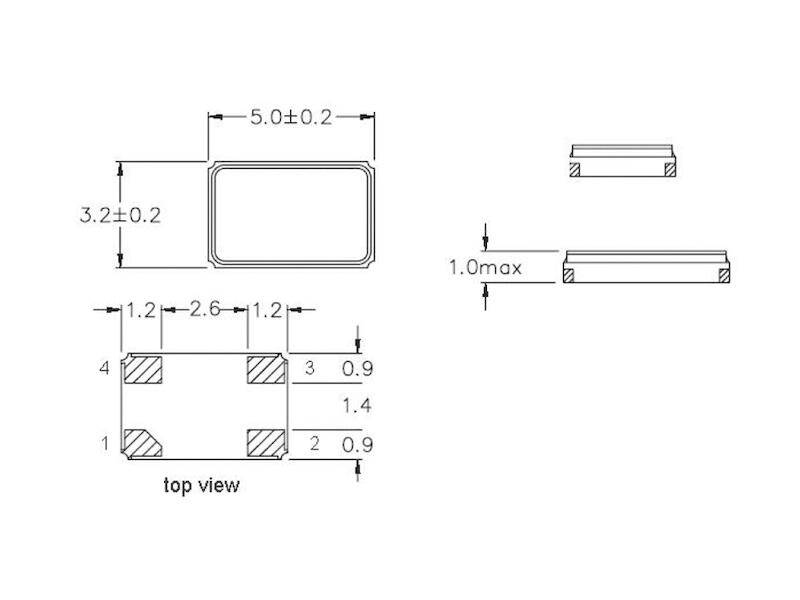 auris SMD Quarz Bauform HC5032/4 Keramik 14,7456 MHz ± 30 ppm-1
