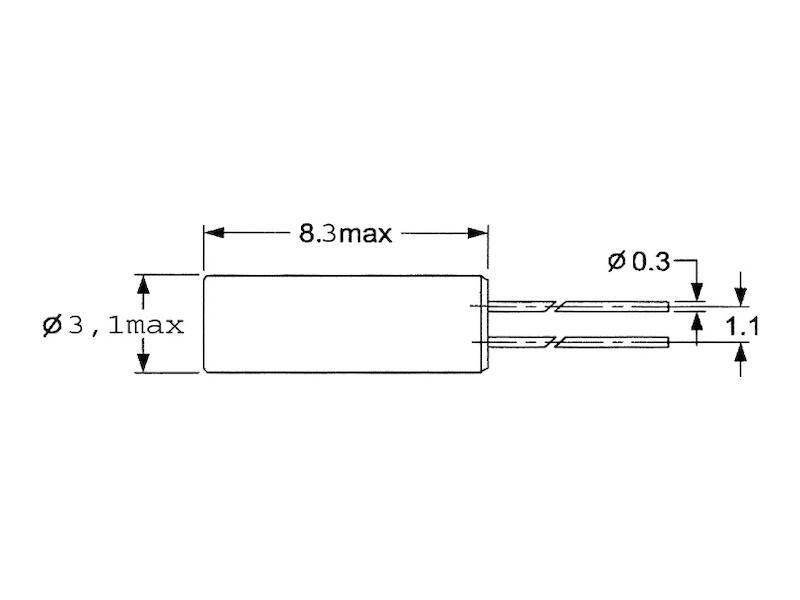 auris Quarz radial Bauform TC38 32,768 kHz ± 20 ppm Rastermaß 1,1 mm-2