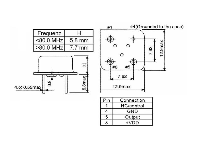 auris Quarzoszillator AQO 08 Bauform DIL 8 11,0592 MHz ± 50 ppm Rastermaß 7,62 mm-2