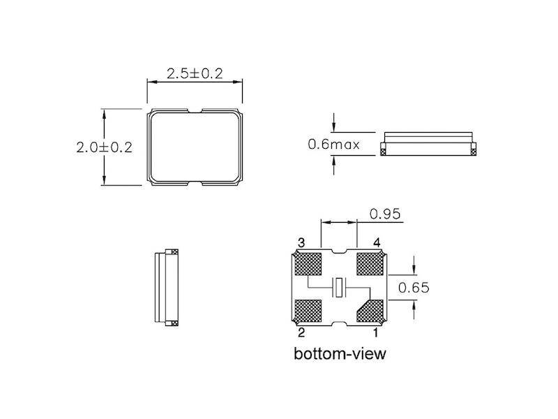 auris SMD Quarz Bauform HC2520/4 Keramik 16,0 MHz ± 30 ppm-2
