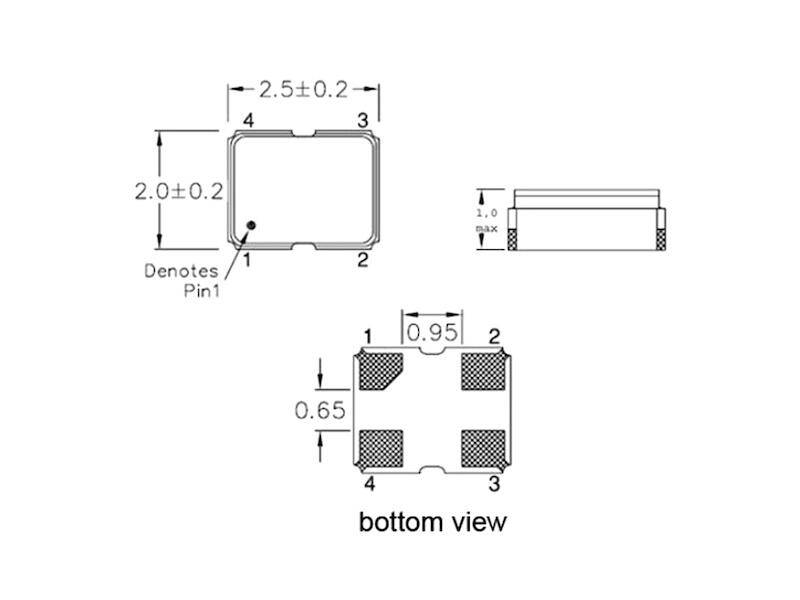 auris SMD Quarz-Oszillator AQO 2520 Bauform 2,5 x 2 mm 40,0 MHz ± 50 ppm-2