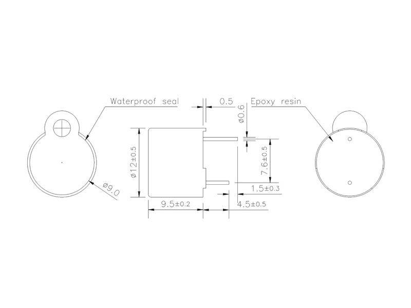 HITPOINT DC-Signalgeber 12mm, 12V, 50mA, 2,3kHz, 85dB, Printanschluss-2