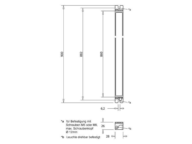 Lutronic 6157 8055 S09 24W LED-Langleuchte, 24 Watt, 860 mm, 2520 lm, 5500 K mit M8-Stecker-1