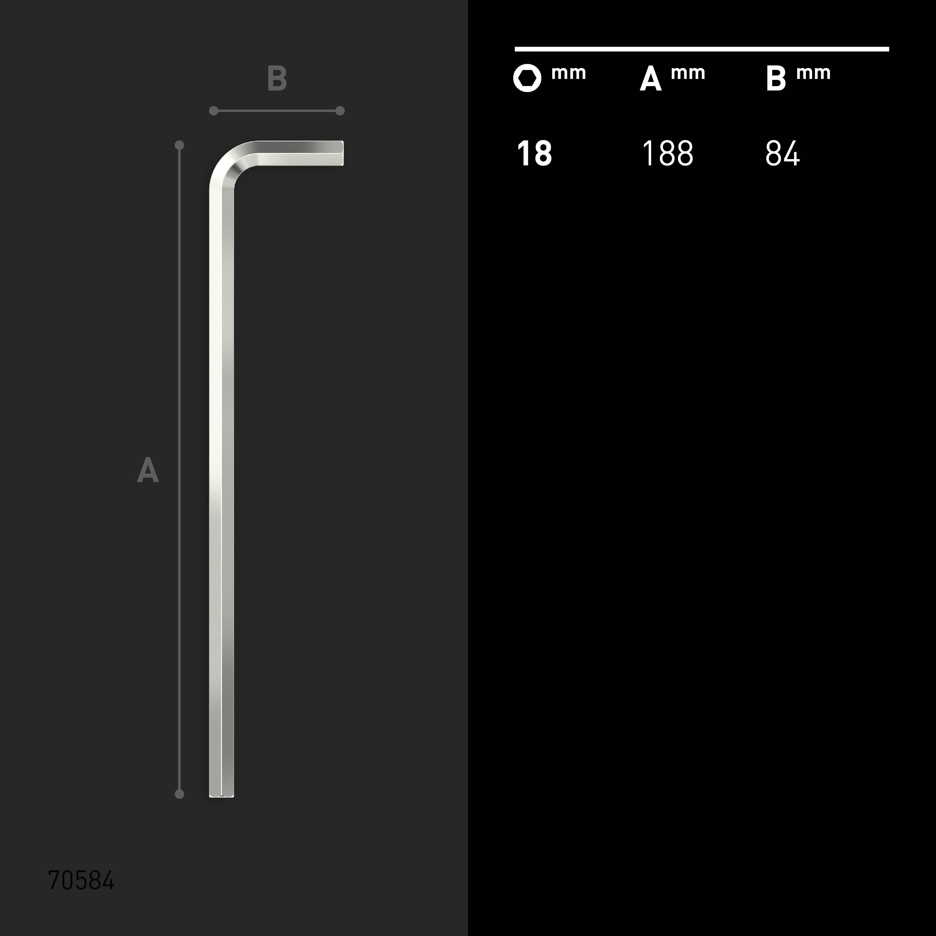 INBUS® Innen-Sechskant Winkelschraubendreher 18 mm, kurz/ISO 2936, glänzend vernickelt | Made in Germany-4