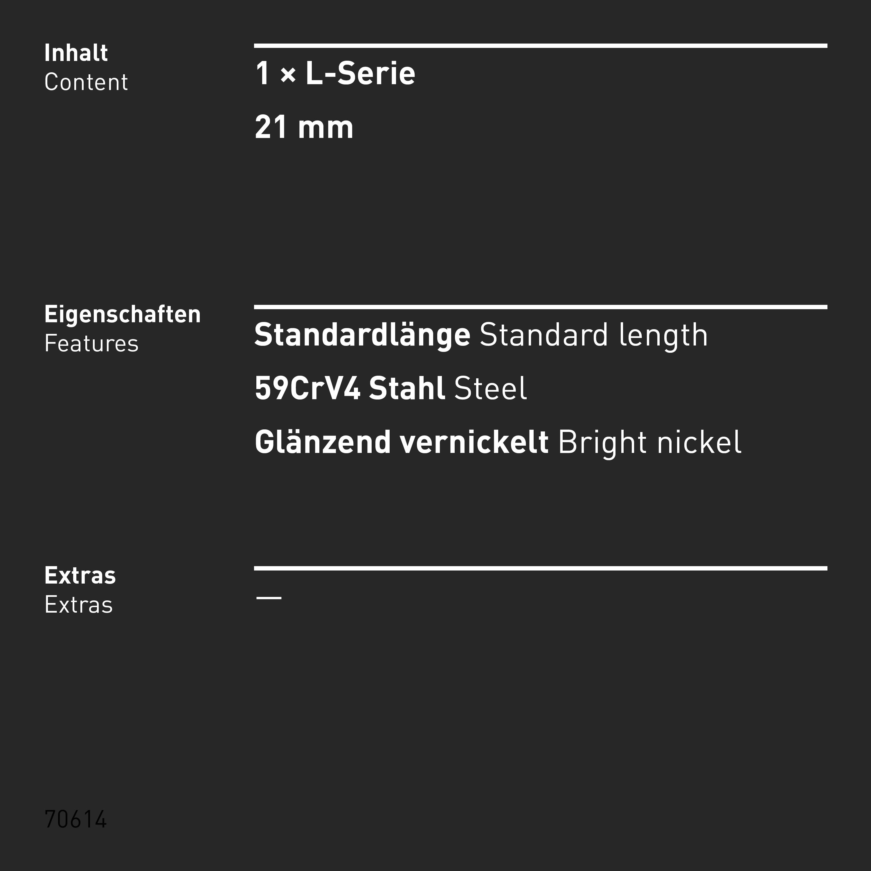INBUS® Innen-Sechskant Winkelschraubendreher 21 mm, kurz/ISO 2936, glänzend vernickelt | Made in Germany-3