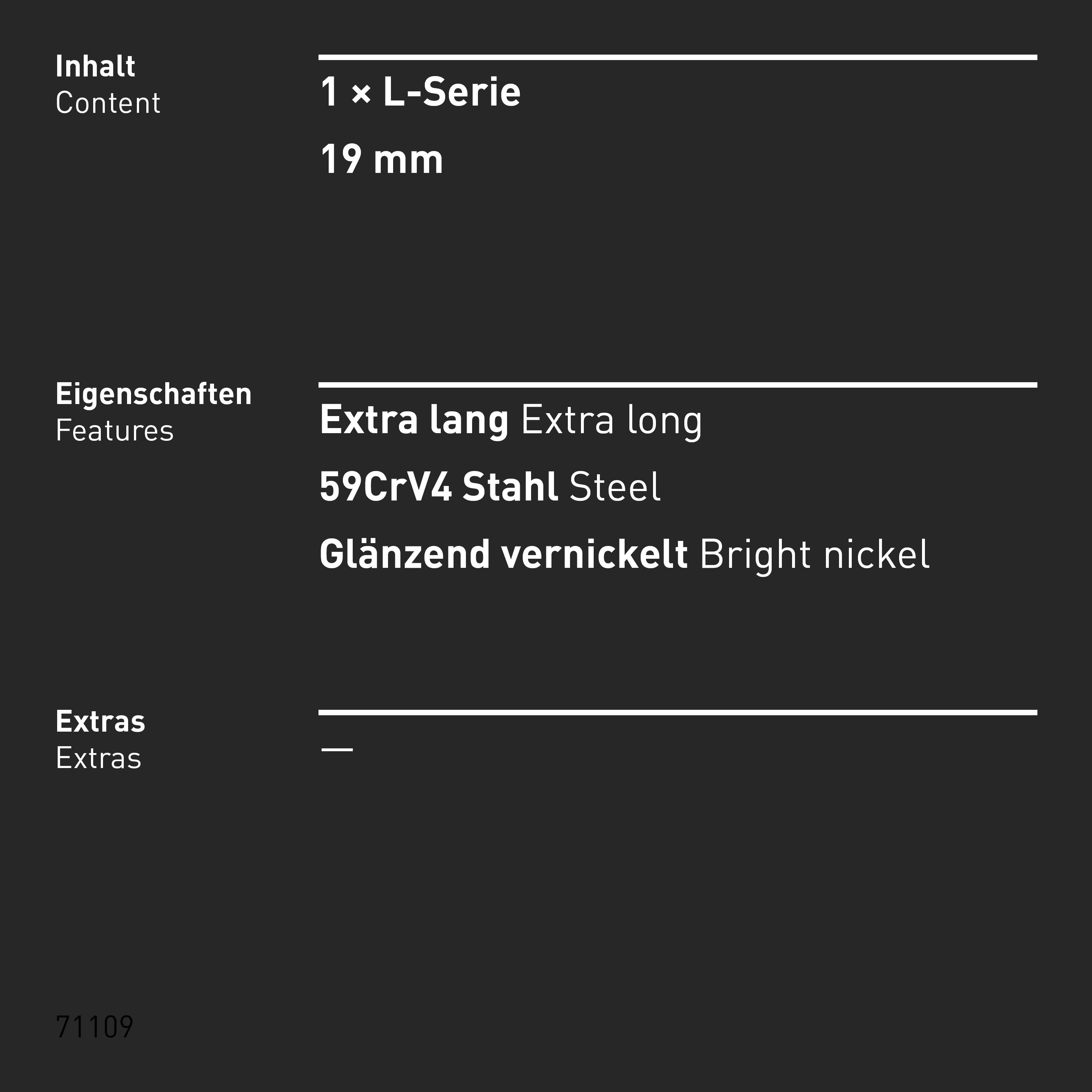 INBUS® Innen-Sechskant Winkelschraubendreher 19 mm - Ausführung extra lang, glänzend vernickelt (75698)-3