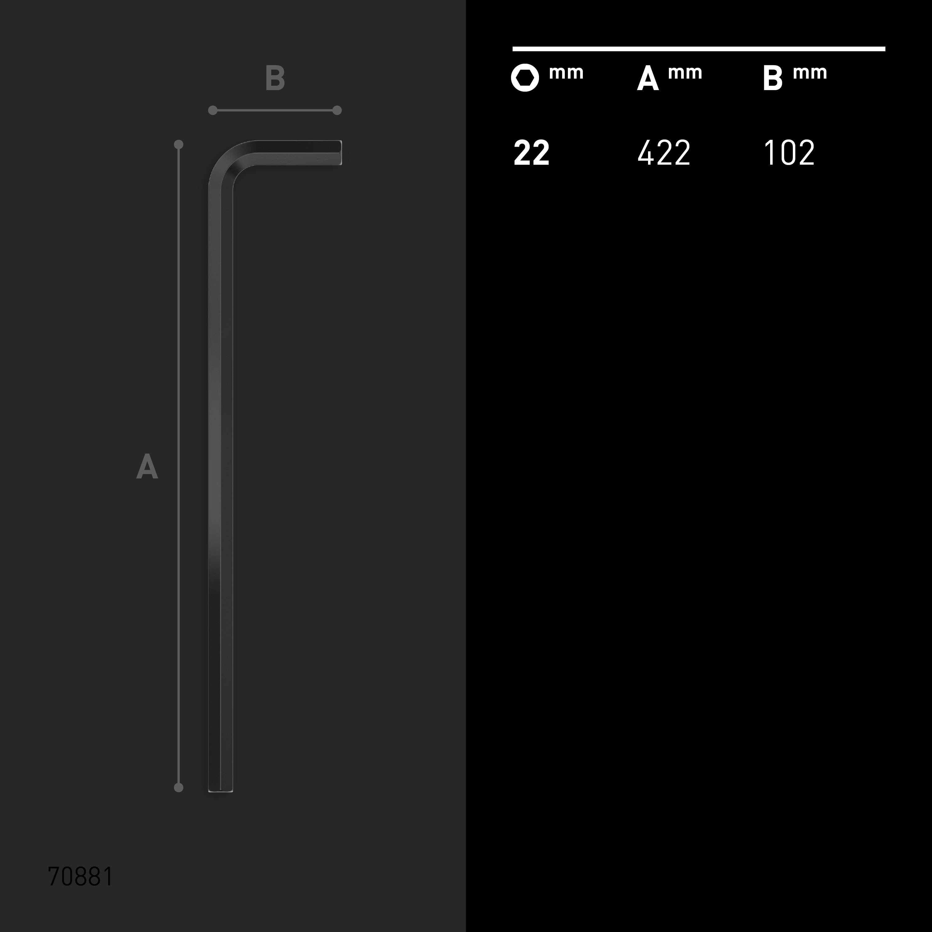 INBUS® Innen-Sechskant Winkelschraubendreher 22 mm - Ausführung extra lang, schwarz geölt | Made in Germany-4
