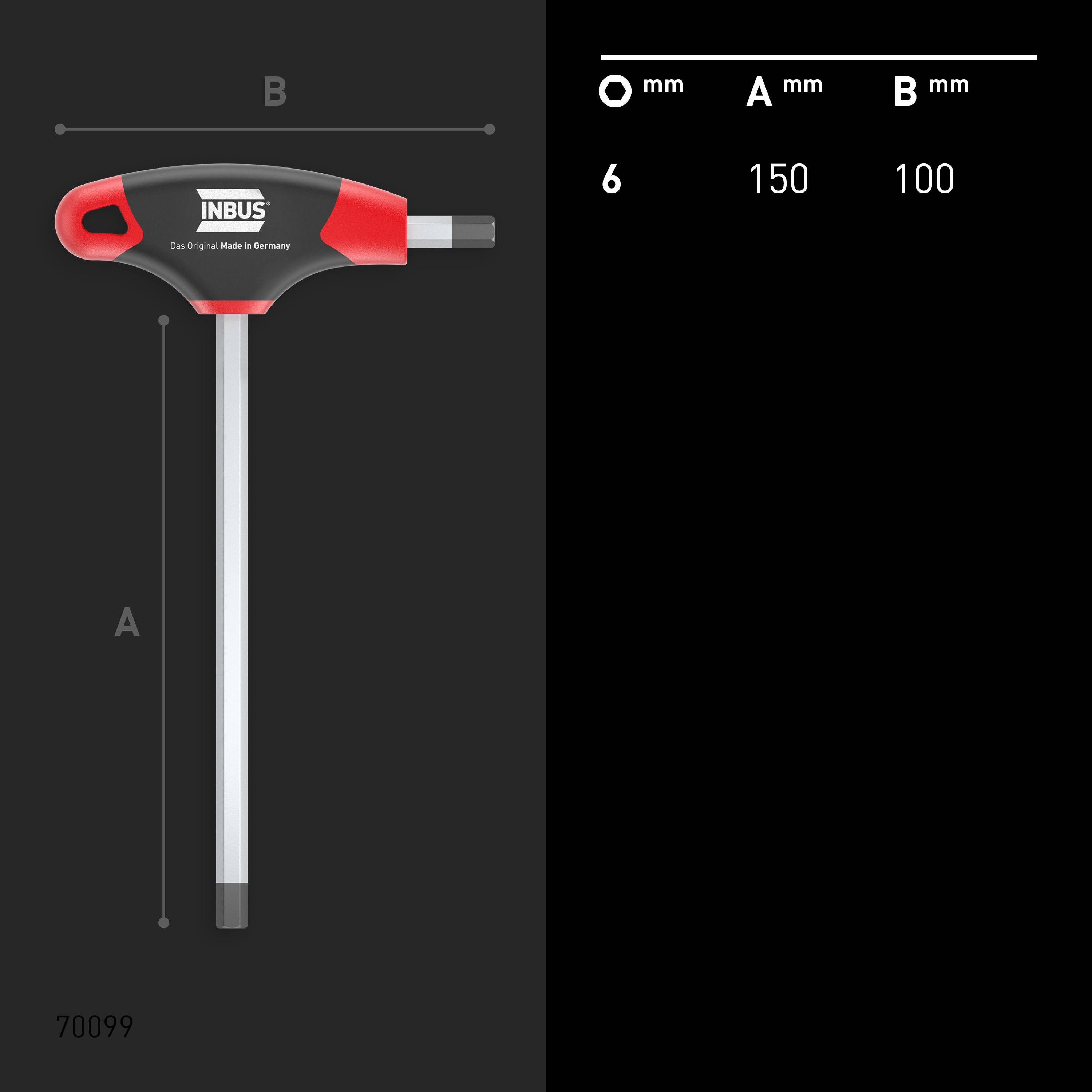 INBUS® Innen-Sechskant Schraubendreher mit T-Griff HybridTouch - Schlüsselweite: 6 mm - Klingenlänge: 150 mm-4
