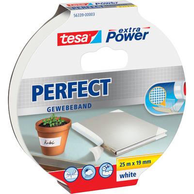 tesa PERFECT 56339-00003-01 Gewebeklebeband tesa® extra Power Weiß (L x B) 25 m x 19 mm 1 St.