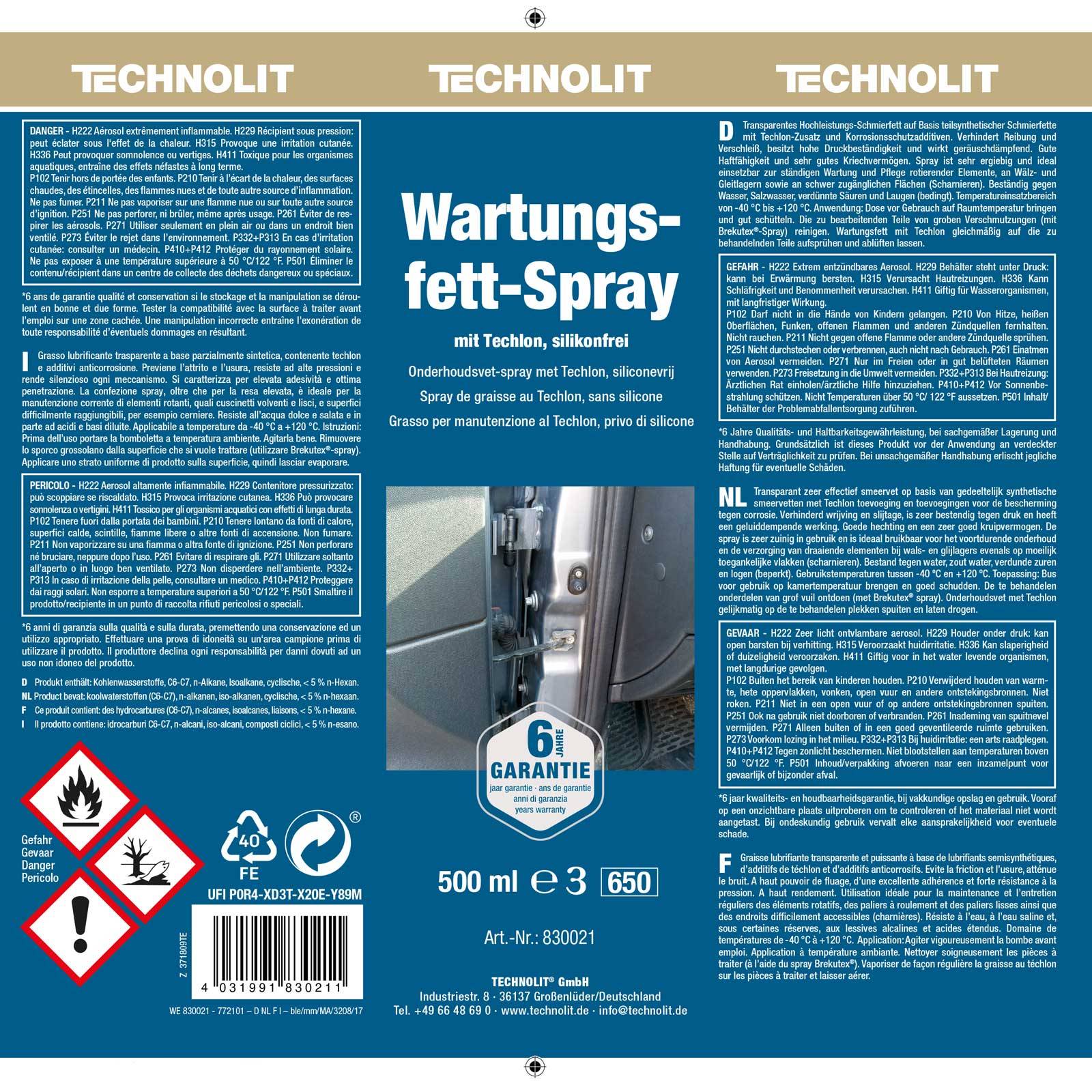TECHNOLIT Wartungsfett-Spray 500 ml-2