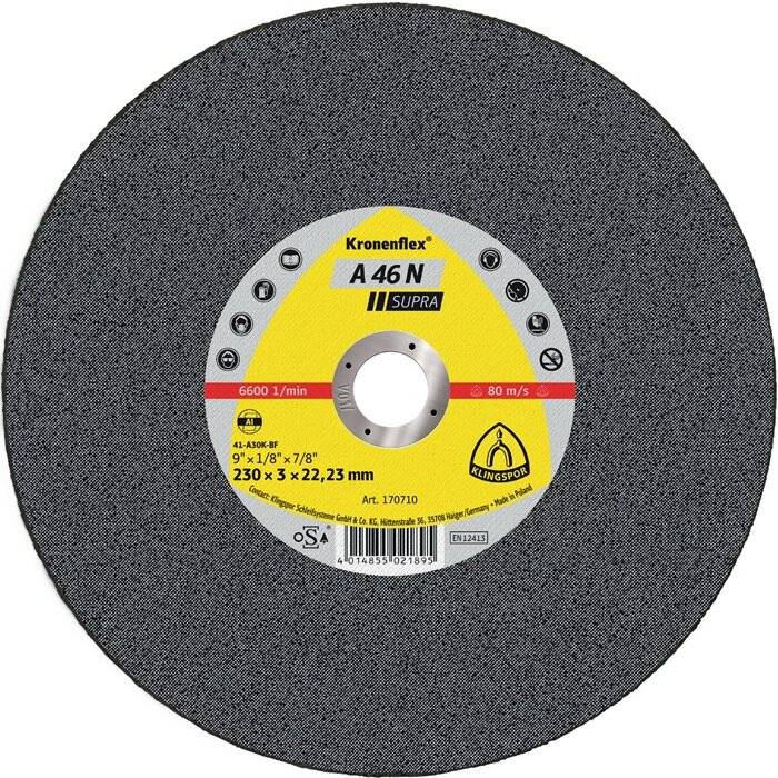 KLINGSPOR 170710 Trennscheibe A 46 N Supra D230x3mm gerade Aluminium Bohrung 22,-4