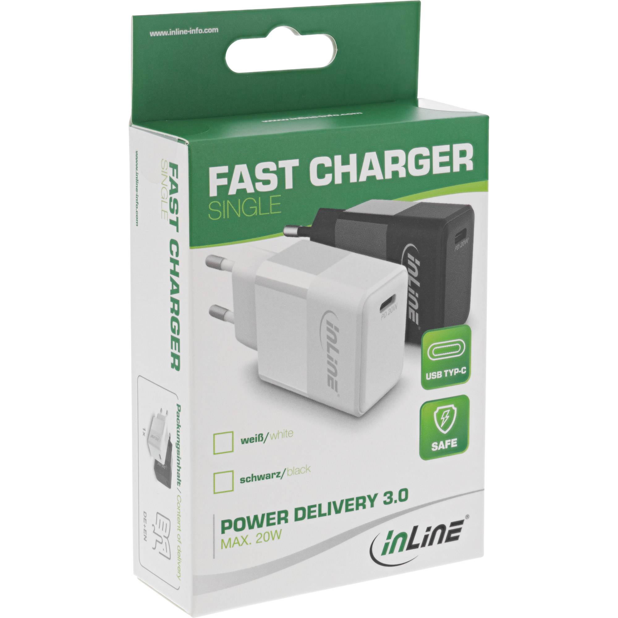 InLine® USB PD Netzteil Ladegerät Single USB-C, Power Delivery, 20W, weiß-0
