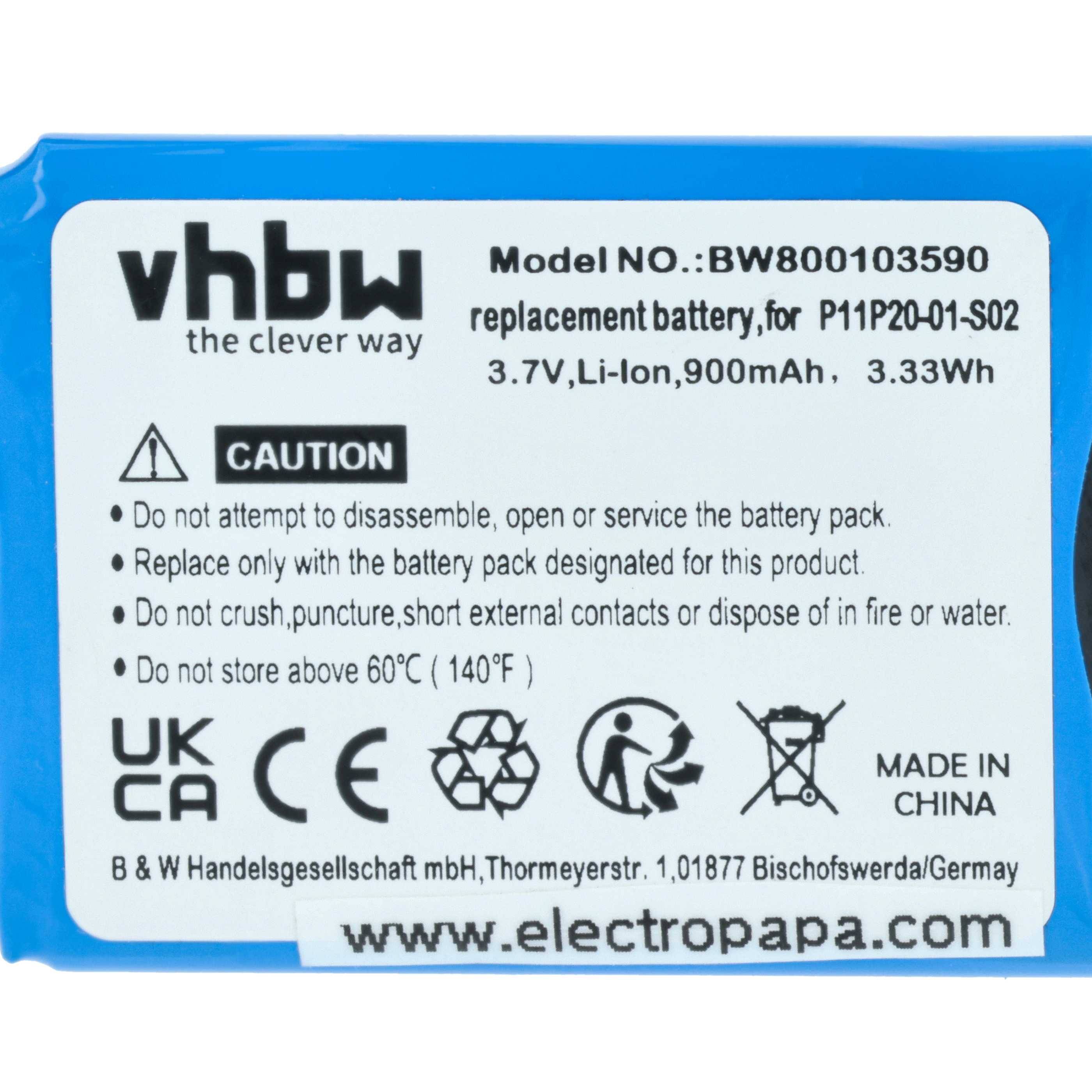 vhbw Akku Ersatz für TomTom P11P20-01-S02 | für GPS Navigation Navi (900 mAh, 3,7 V, Li-Ion)-3