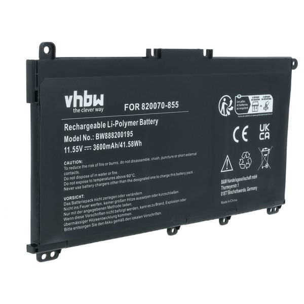 vhbw Akku Ersatz für HP HT03XL | HT03041XL, HSTNN-LB8M, HSTNN-LB8L, HSTNN-UB7J für Notebook (3600 mAh, 11,55 V, Li-Ion)