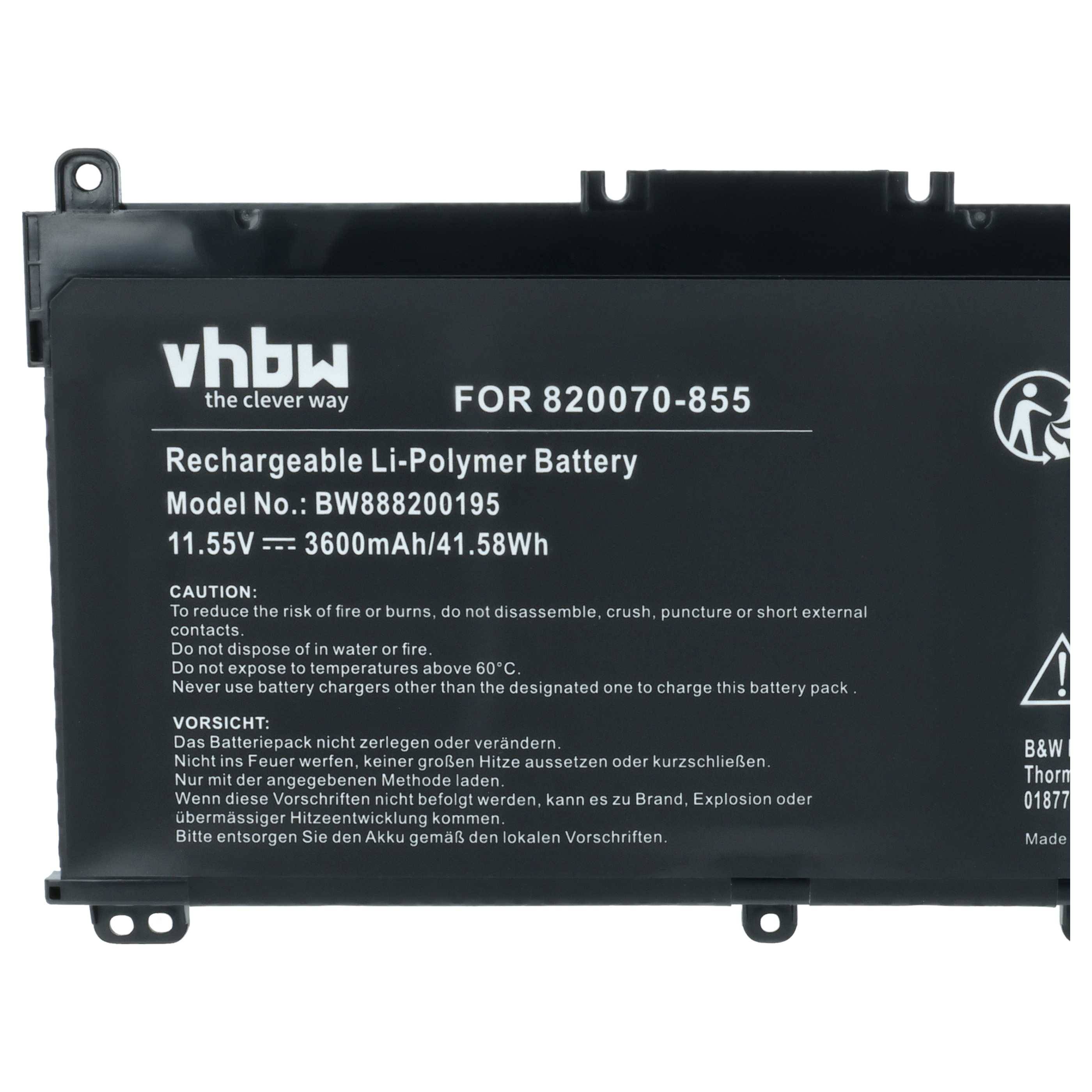 vhbw Akku Ersatz für HP HT03XL | HT03041XL, HSTNN-LB8M, HSTNN-LB8L, HSTNN-UB7J für Notebook (3600 mAh, 11,55 V, Li-Ion)-1