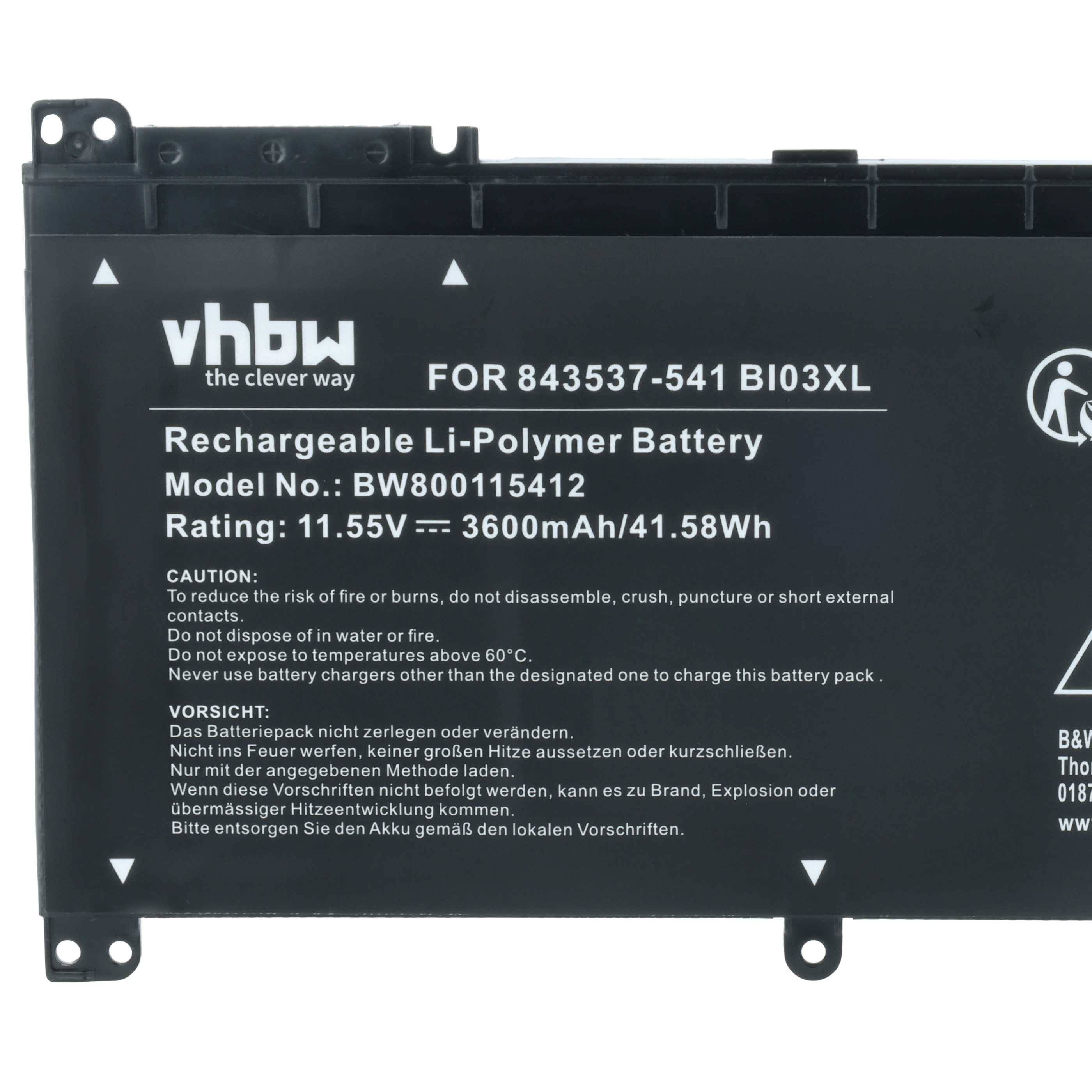vhbw Akku kompatibel mit HP Pavilion 13-U013NA | M3-U001DX, X360 13-U000NE, M3-U, X360 13-U000NG Notebook (3600 mAh, 11-3