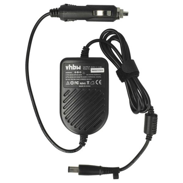 vhbw KFZ-Ladekabel kompatibel mit HP ProBook 6570b | 6470b, 6475b, 6560b, 6565b Notebook - 12V Ladegerät Schwarz 3,5 A