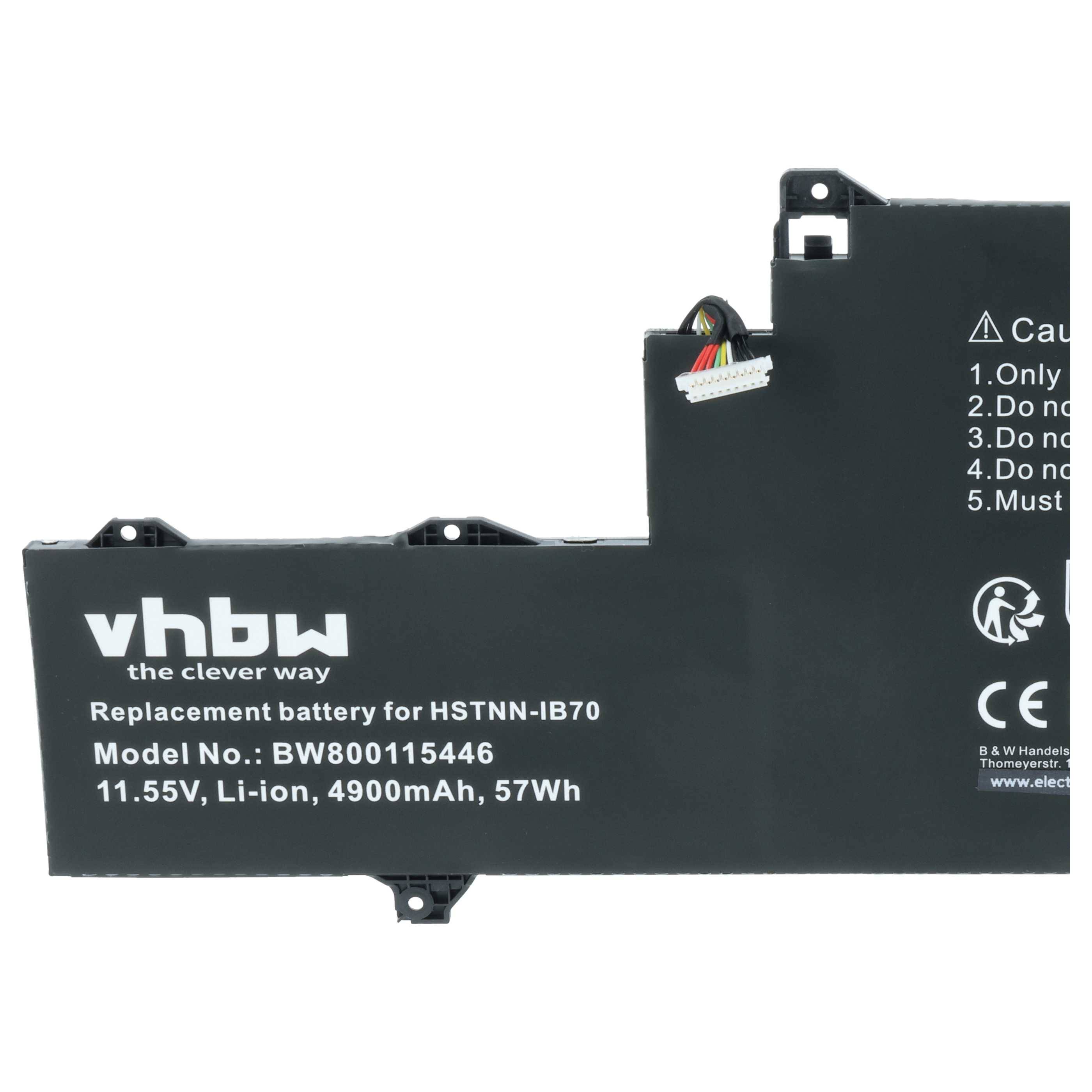 vhbw Akku Ersatz für HP HSN-I04C | HSTNN-IB7O, 863176--171, 863280-855, HSTNN-IB70 für Notebook (4900 mAh, 11,55 V-2