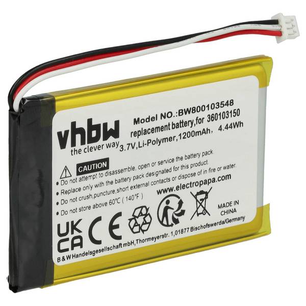 vhbw Akku kompatibel mit TomTom Go 7000 HD | 7000 GPS Navigation Navi (1200 mAh, 3,7 V, Li-Ion) - Ersatz für 360103150