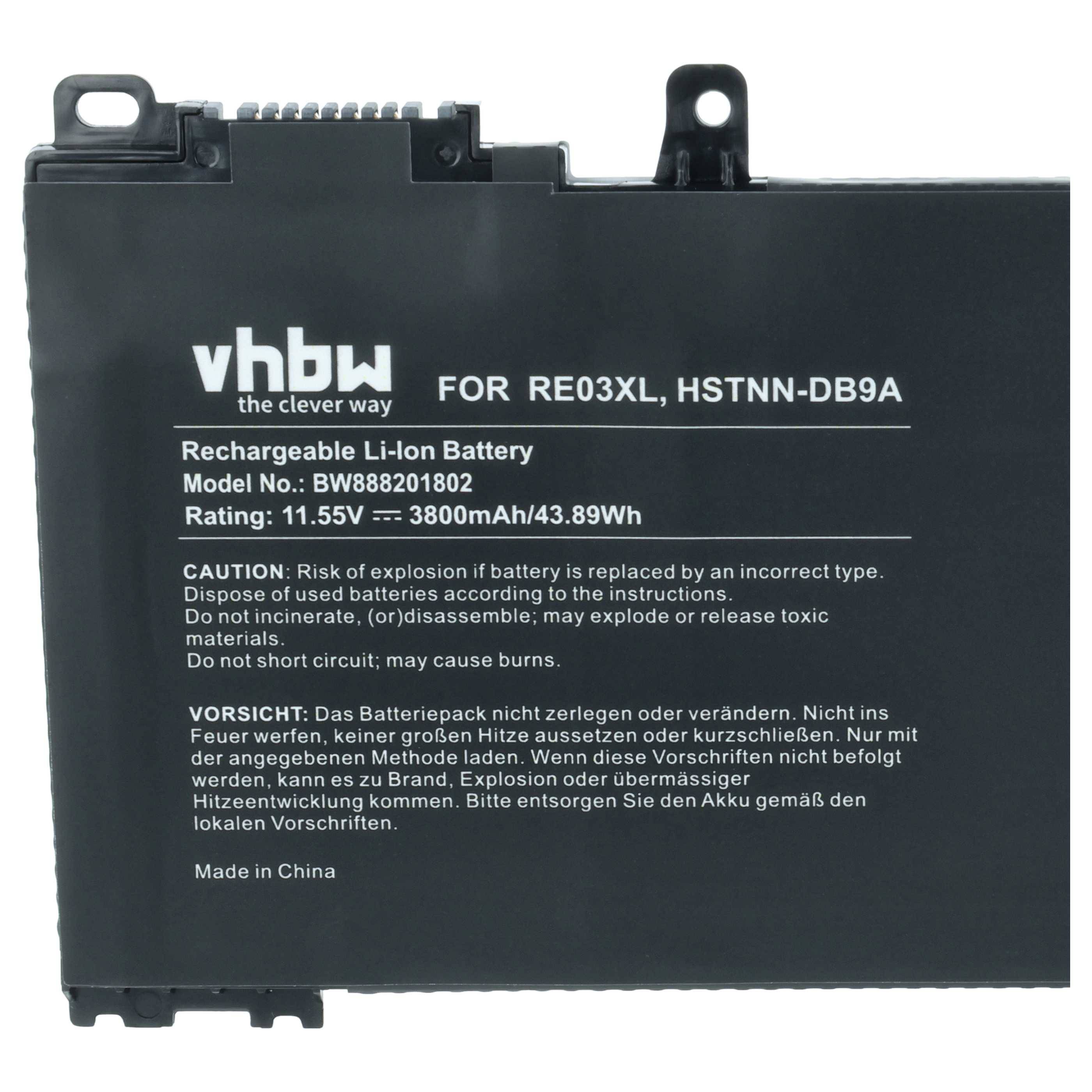vhbw Akku kompatibel mit HP ProBook 430 G6-7XB74EC | 430 G6-7XU37EC, 430 G6-7WP03PA Notebook (3800 mAh, 11,55 V-3