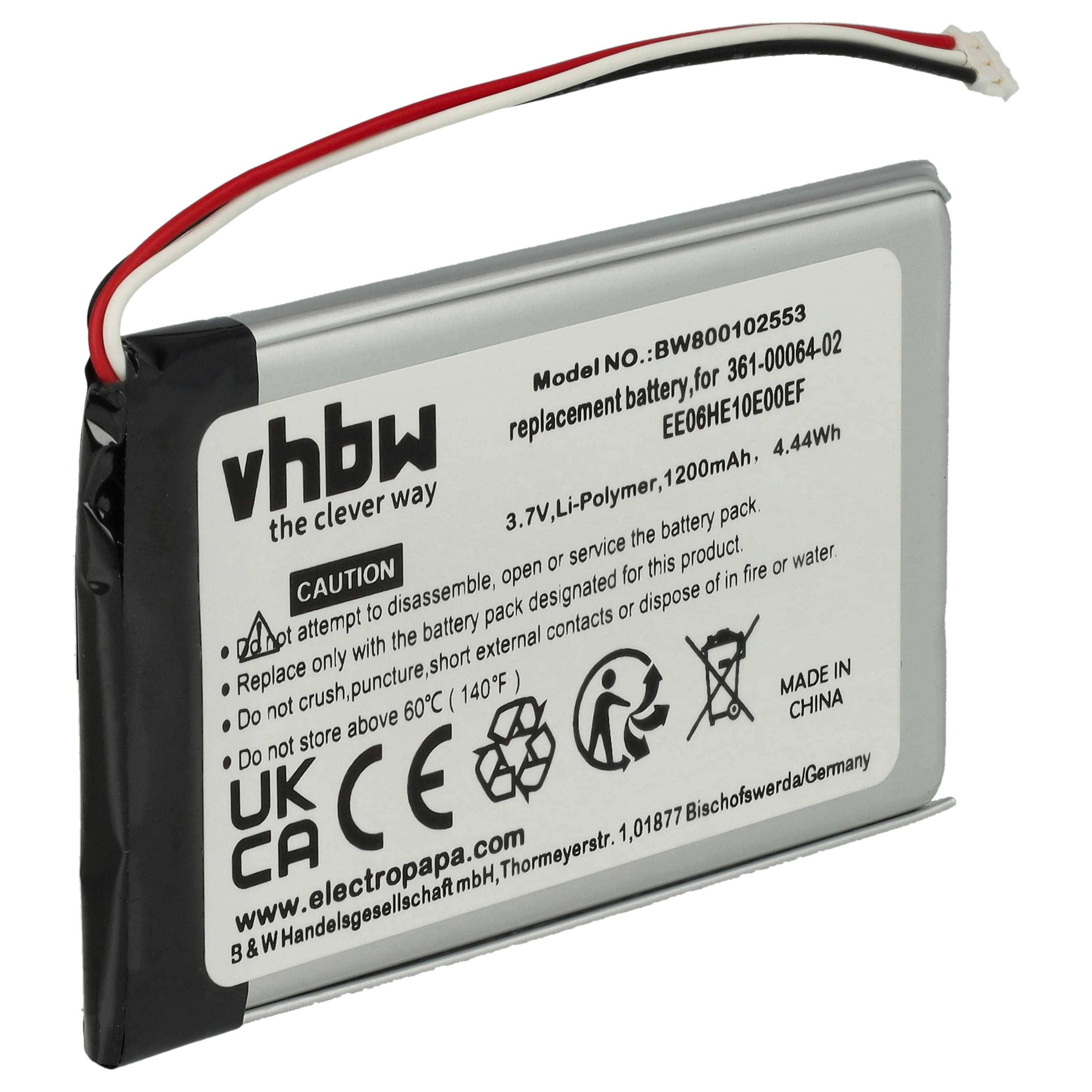 vhbw Akku kompatibel mit Garmin Nüvi 3790LMT | 3790T GPS Navigation Navi (1200 mAh, 3,7 V, Li-Polymer)-0