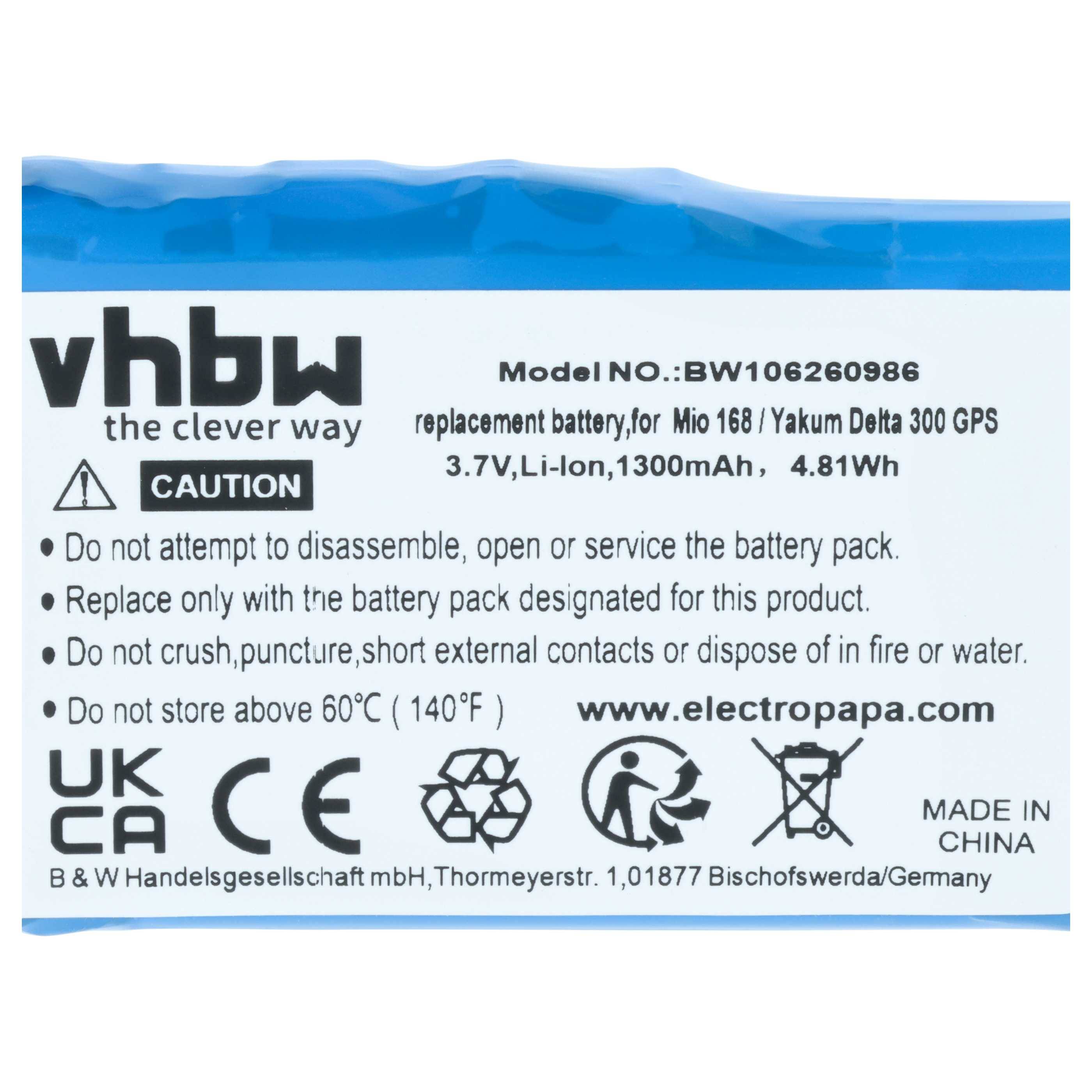 vhbw Akku kompatibel mit Aldi Medion MDPPC 150 | MD95900, MD96800, MD95000 GPS Navigation Navi (1300 mAh, 3,7 V, Li-Ion)-3