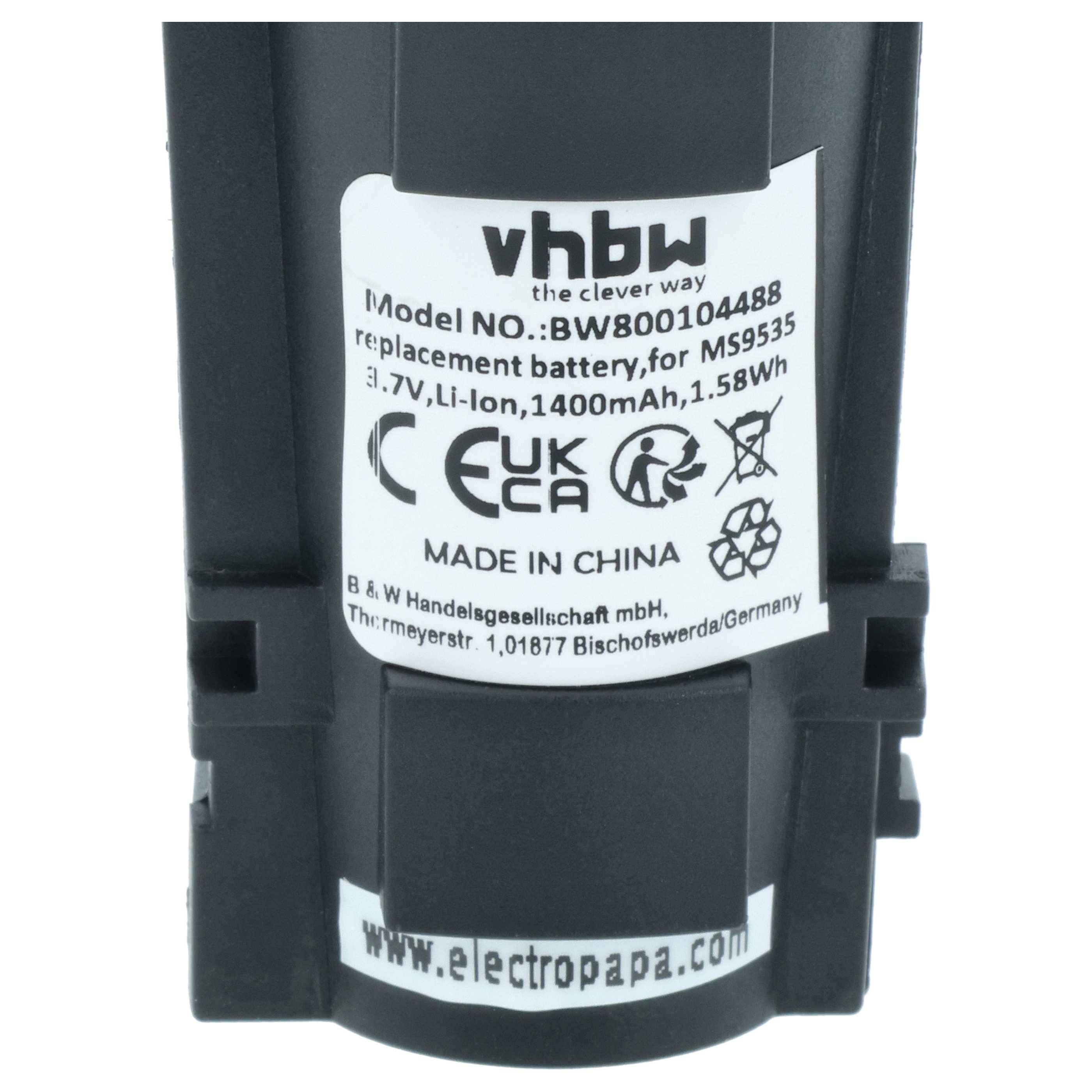 vhbw 5x Akku kompatibel mit Honeywell MS9535 | BT9535 Barcodescanner POS (1400 mAh, 3,7 V, Li-Ion)-3