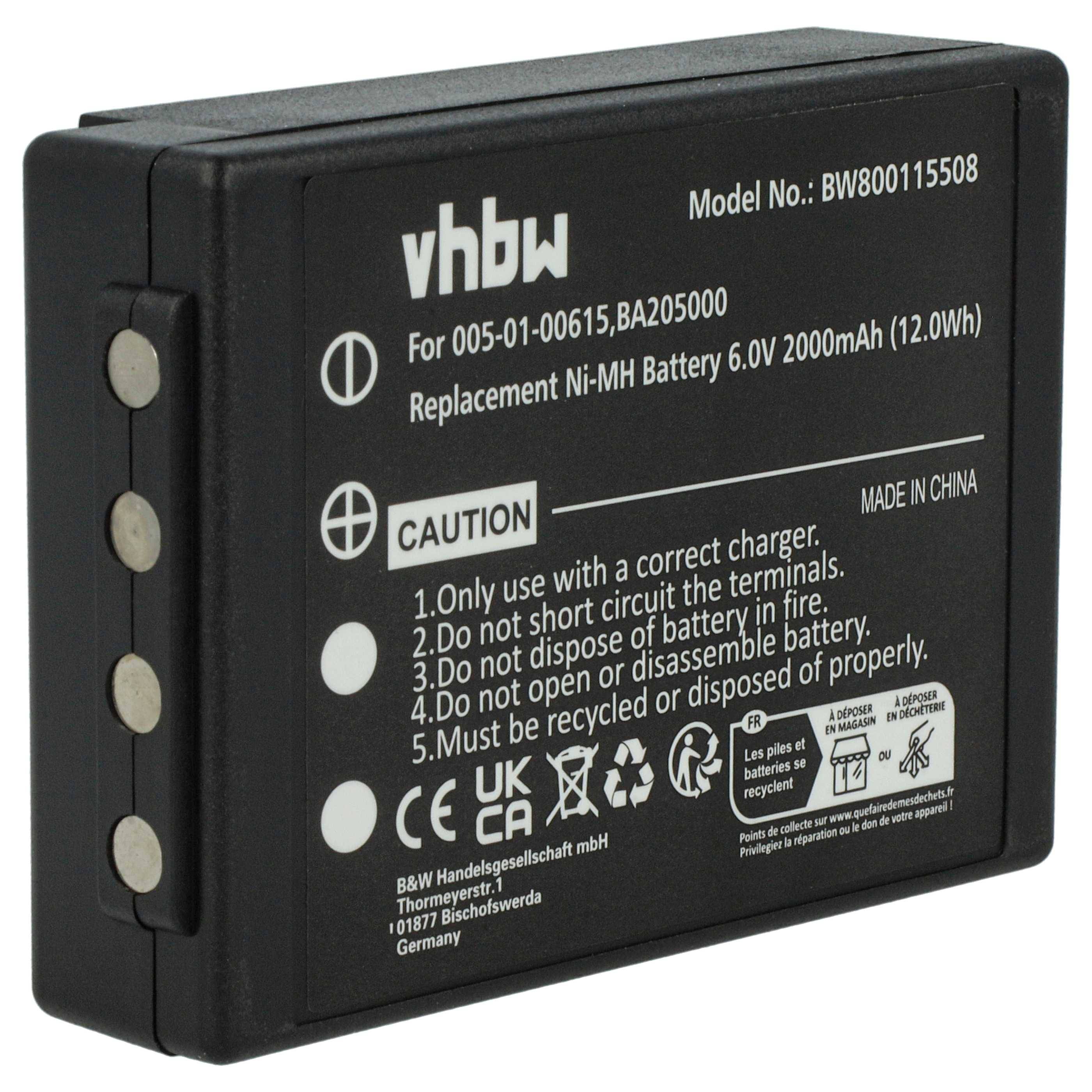 vhbw Akku Ersatz für HBC 005-01-00615 | BA205000 für Industrie-Funkfernsteuerung Fernbedienung (2000 mAh, 6 V, NiMH) --0