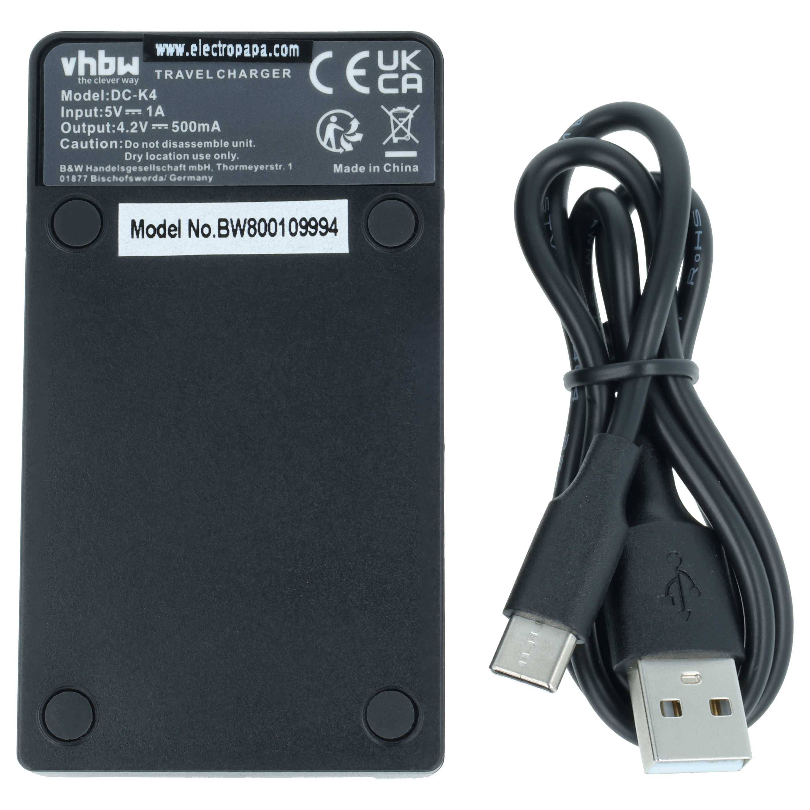 vhbw USB-C Ladegerät kompatibel mit Panasonic HC-V500 | HC-V100M, HC-V100, HC-V10 Kamera Camcorder - Ladeschale + USB-C-1