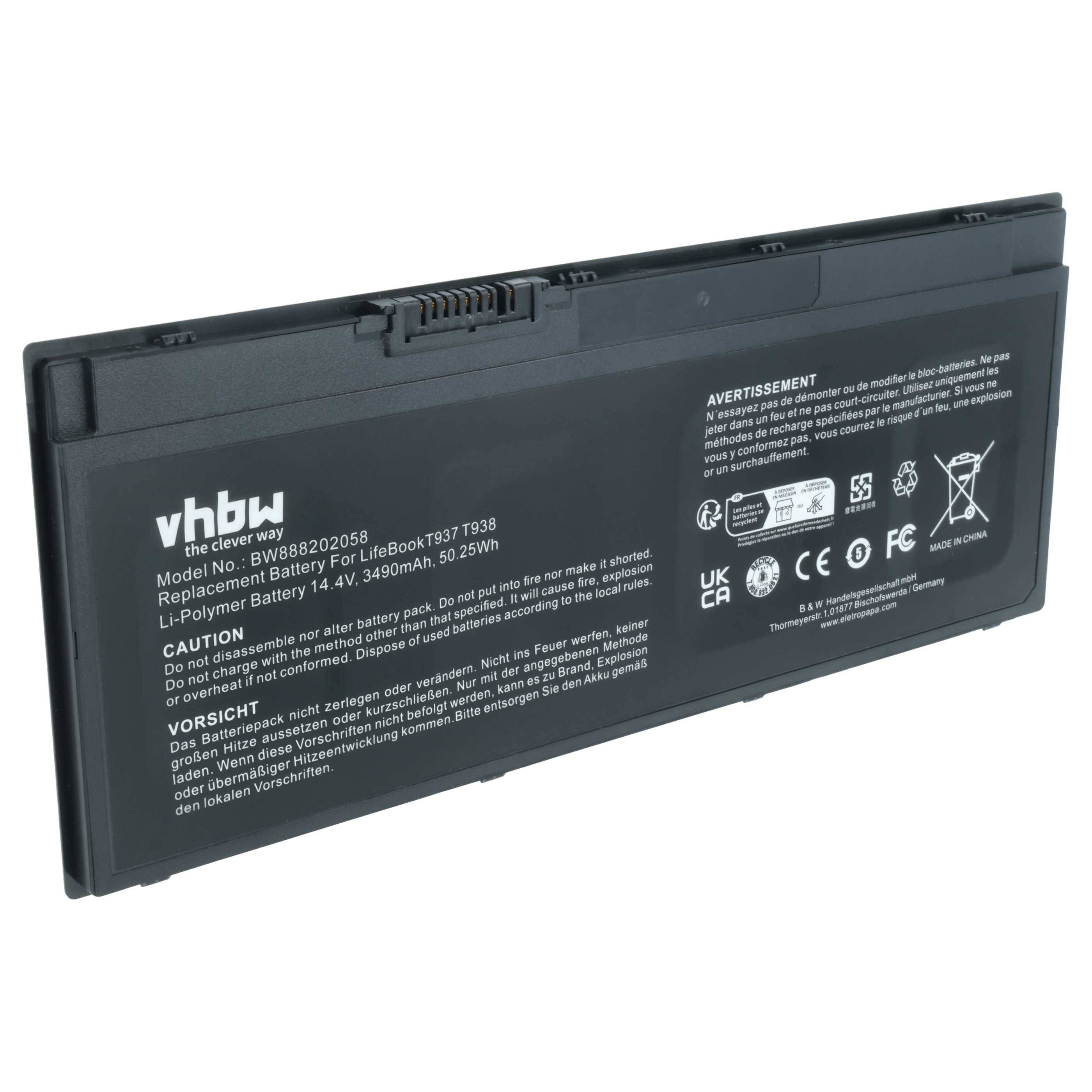vhbw 1x Akku Ersatz für Fujitsu FPB0338S | FPCBP529 für Notebook (3490 mAh, 14,4 V, Li-Ion)-0