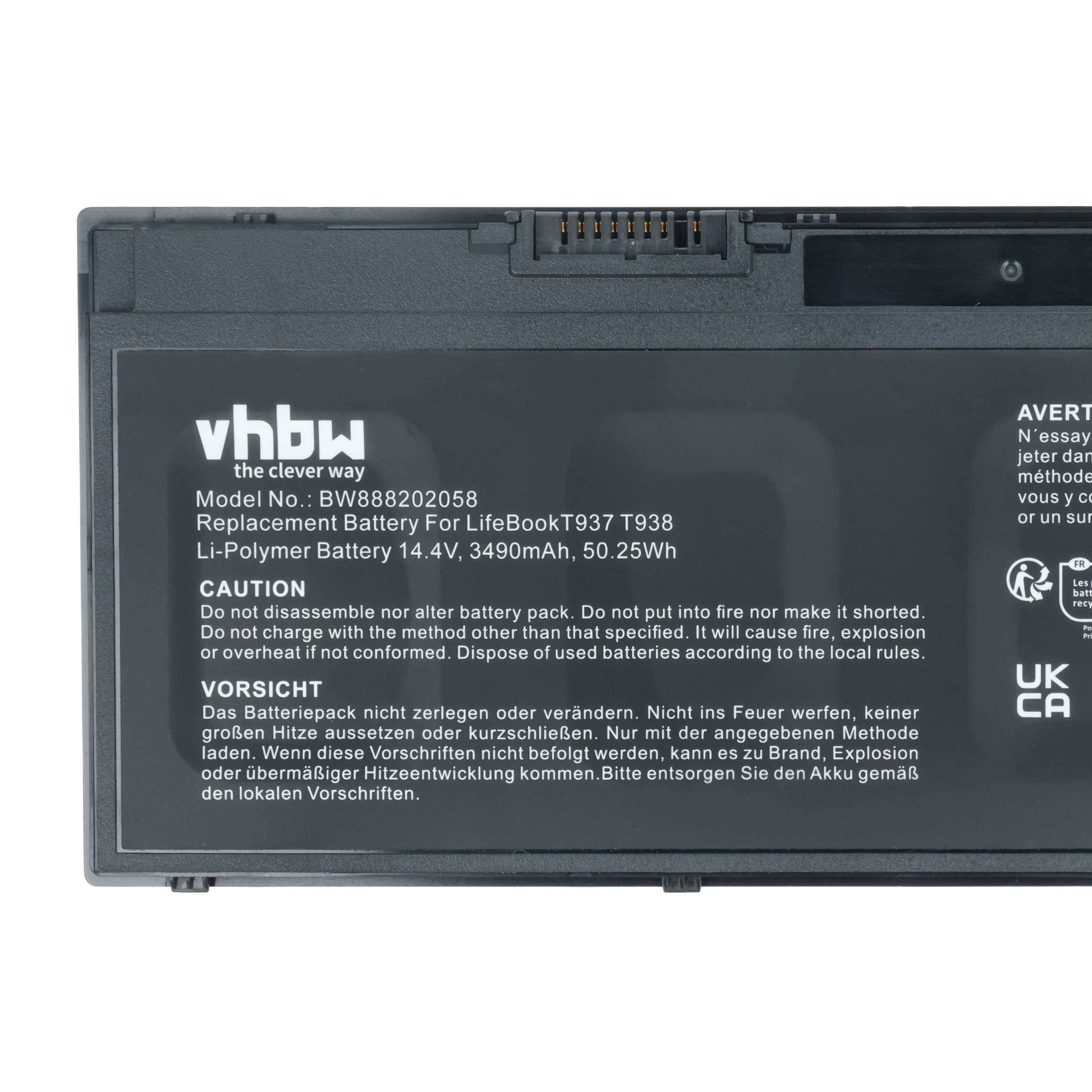 vhbw 1x Akku Ersatz für Fujitsu FPB0338S | FPCBP529 für Notebook (3490 mAh, 14,4 V, Li-Ion)-3