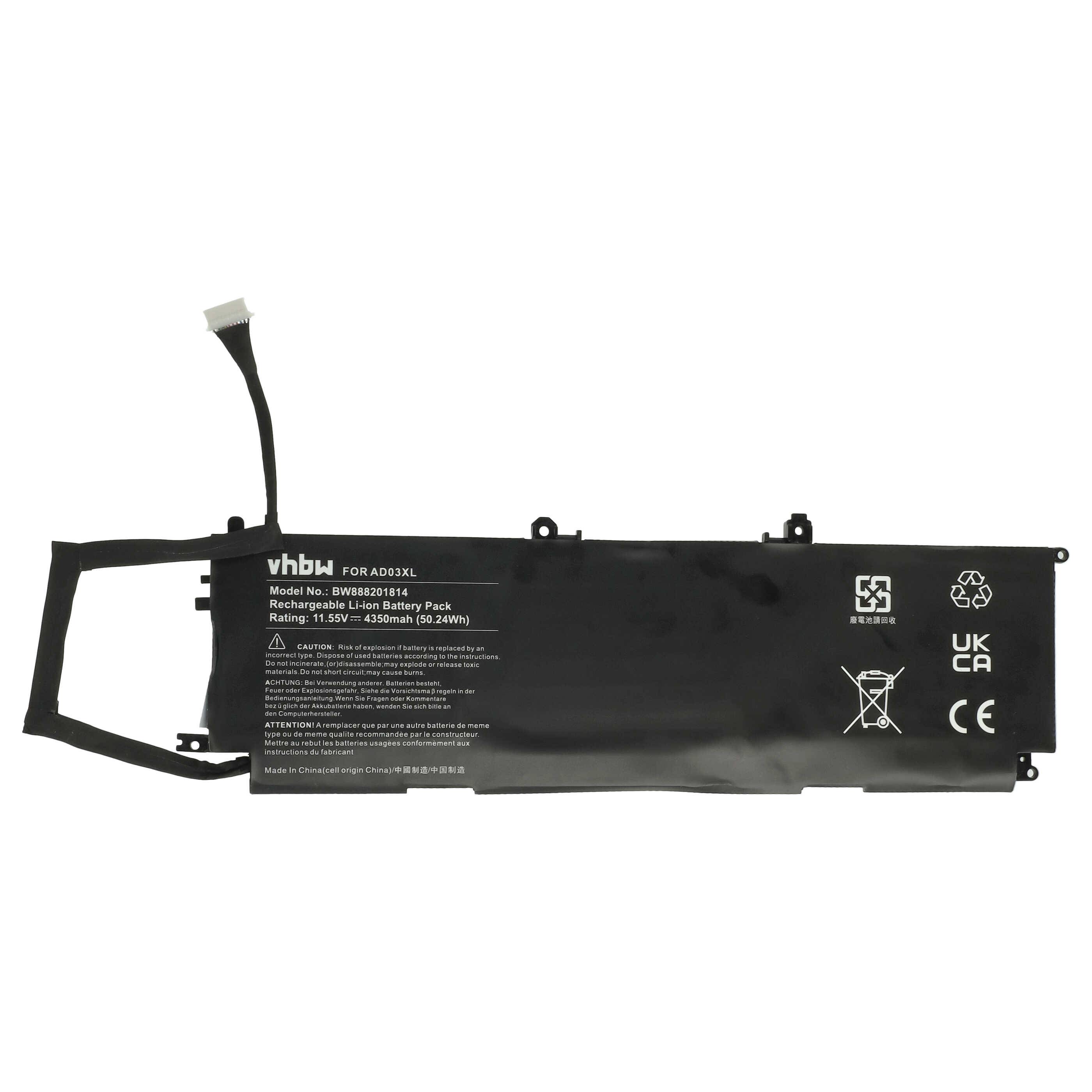vhbw Akku kompatibel mit HP Envy 13-AD023TX | 13-AD024TX, 13-AD021UR, 13-AD022TX, 13-AD021TX Notebook (4350 mAh, 11,55 V-0