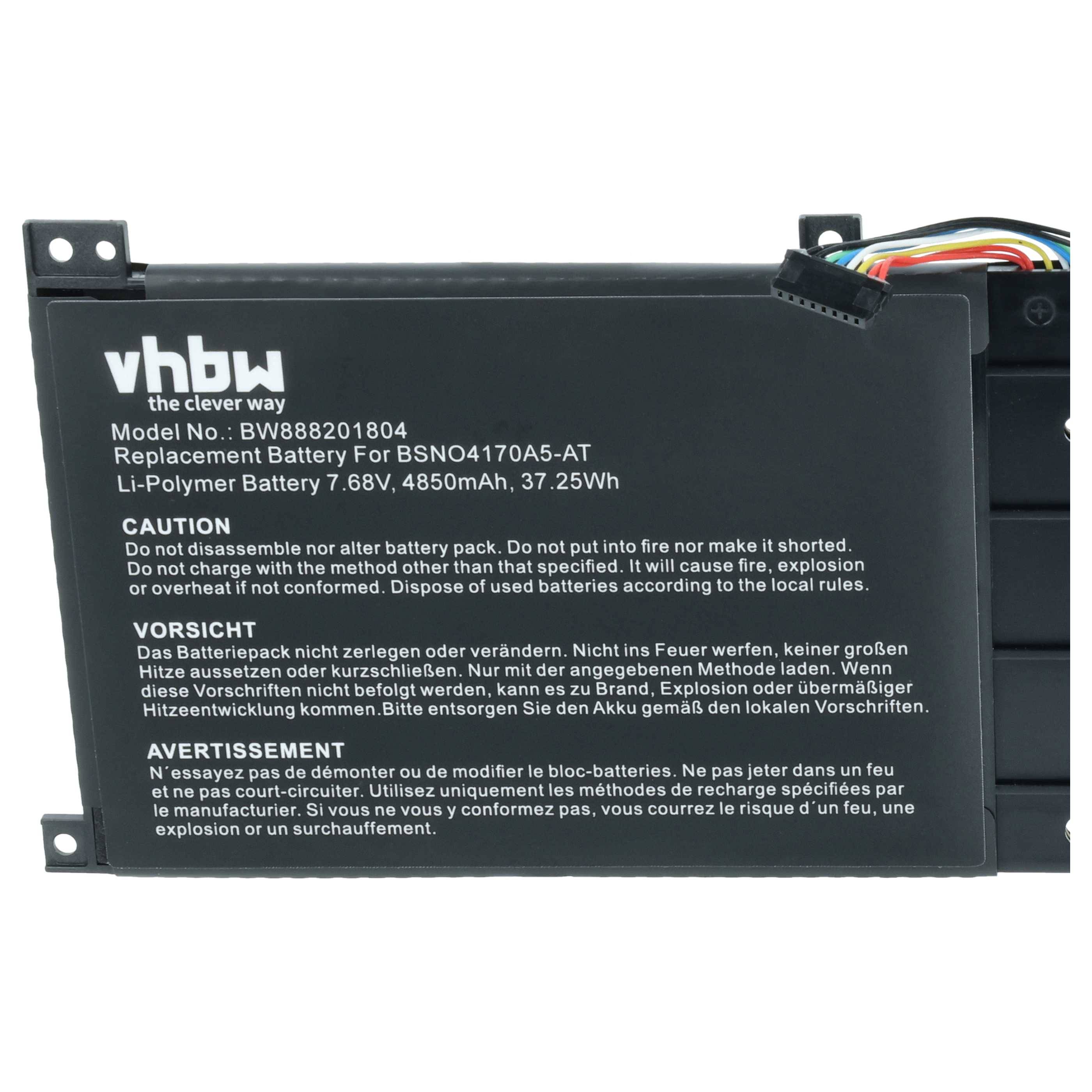 vhbw Akku Ersatz für Lenovo BSN04170A5-AT | 5B10L68713, 5B10L67278, 2ICP5/70/106 für Notebook (4850 mAh, 7,68 V-3
