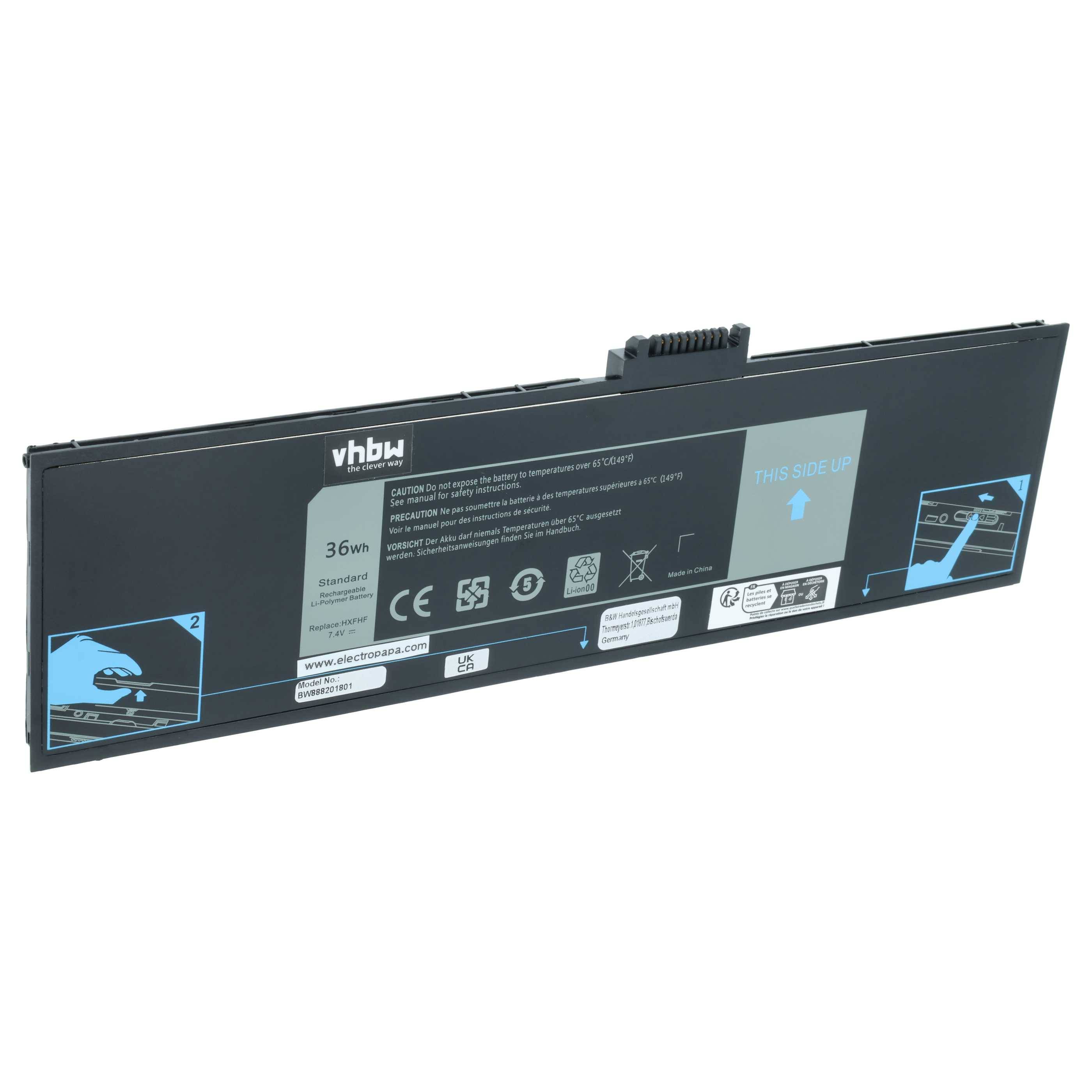 vhbw Akku Ersatz für Dell VJF0X | HXFHF, 0VJF0X für Tablet Pad (4850 mAh, 7,4 V, Li-Polymer)-0